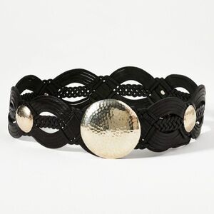Anthropologie Black and Silver Leather Belt
